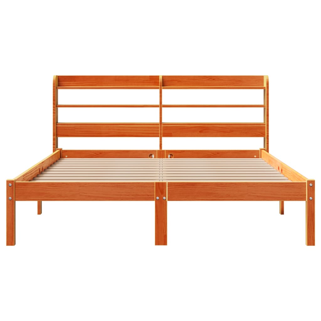 Cadre De Lit Et Tête De Lit Sans Matelas Cire Marron