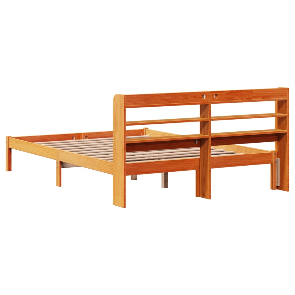 Cadre De Lit Et Tête De Lit Sans Matelas Cire Marron