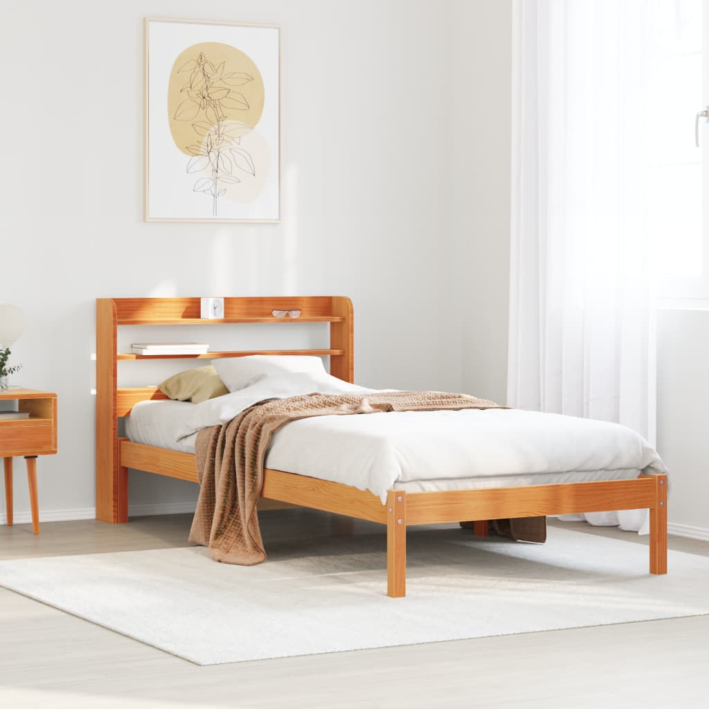 Cadre De Lit Et Tête De Lit Sans Matelas Cire Marron