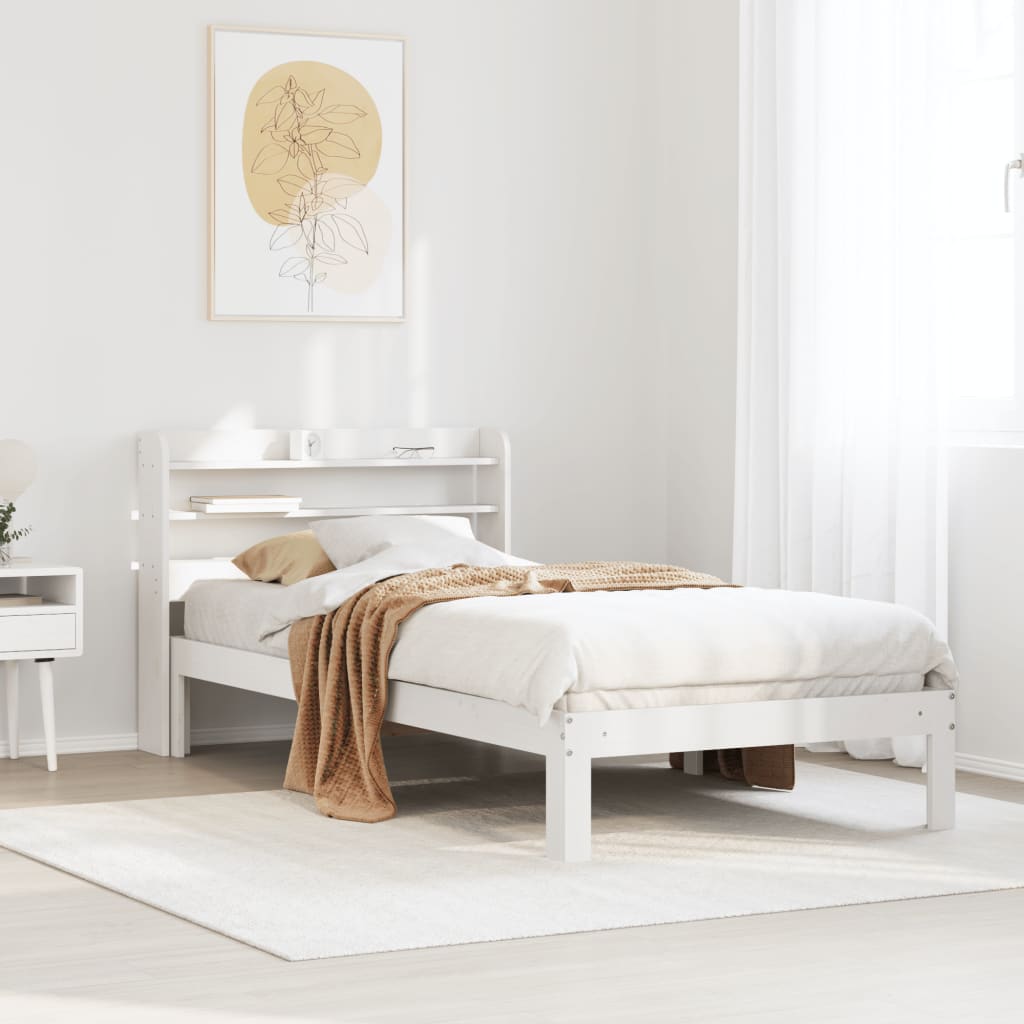 Cadre De Lit Sans Matelas Cire Marron 135X190Cm Bois Pin Massif
