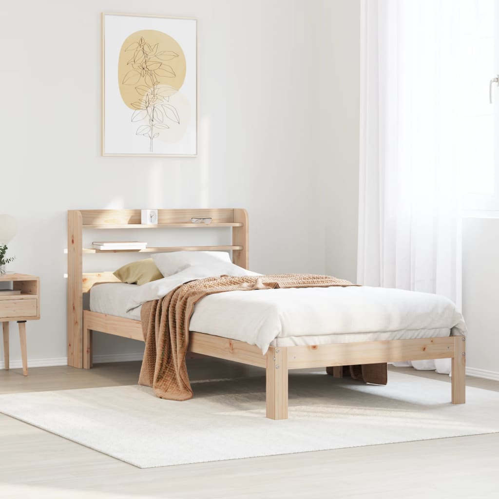 Cadre De Lit Sans Matelas Cire Marron 135X190Cm Bois Pin Massif