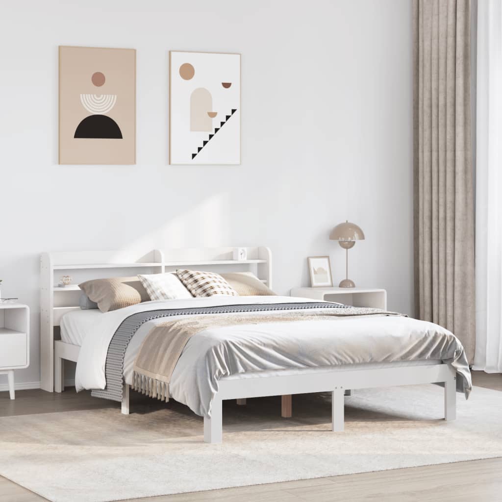 Cadre De Lit Sans Matelas Cire Marron 135X190Cm Bois Pin Massif