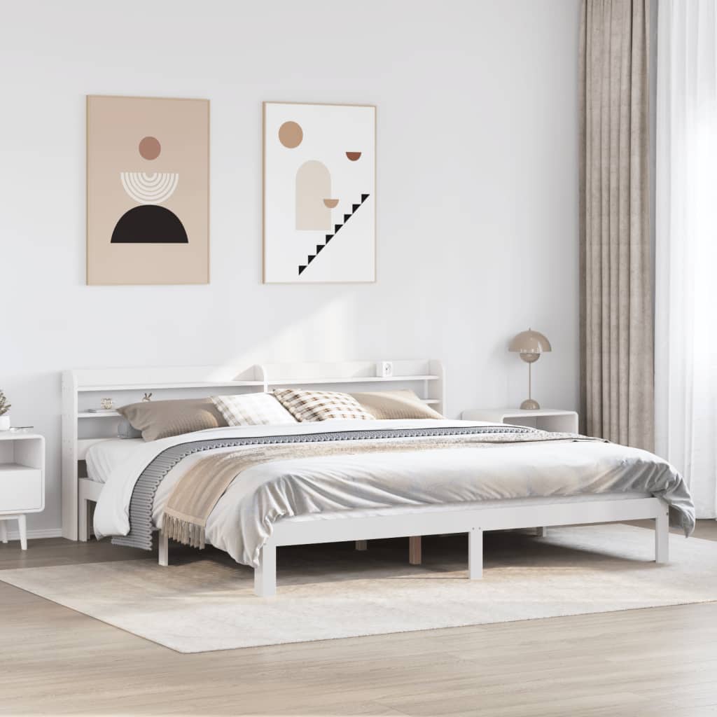 Cadre De Lit Sans Matelas Cire Marron 135X190Cm Bois Pin Massif