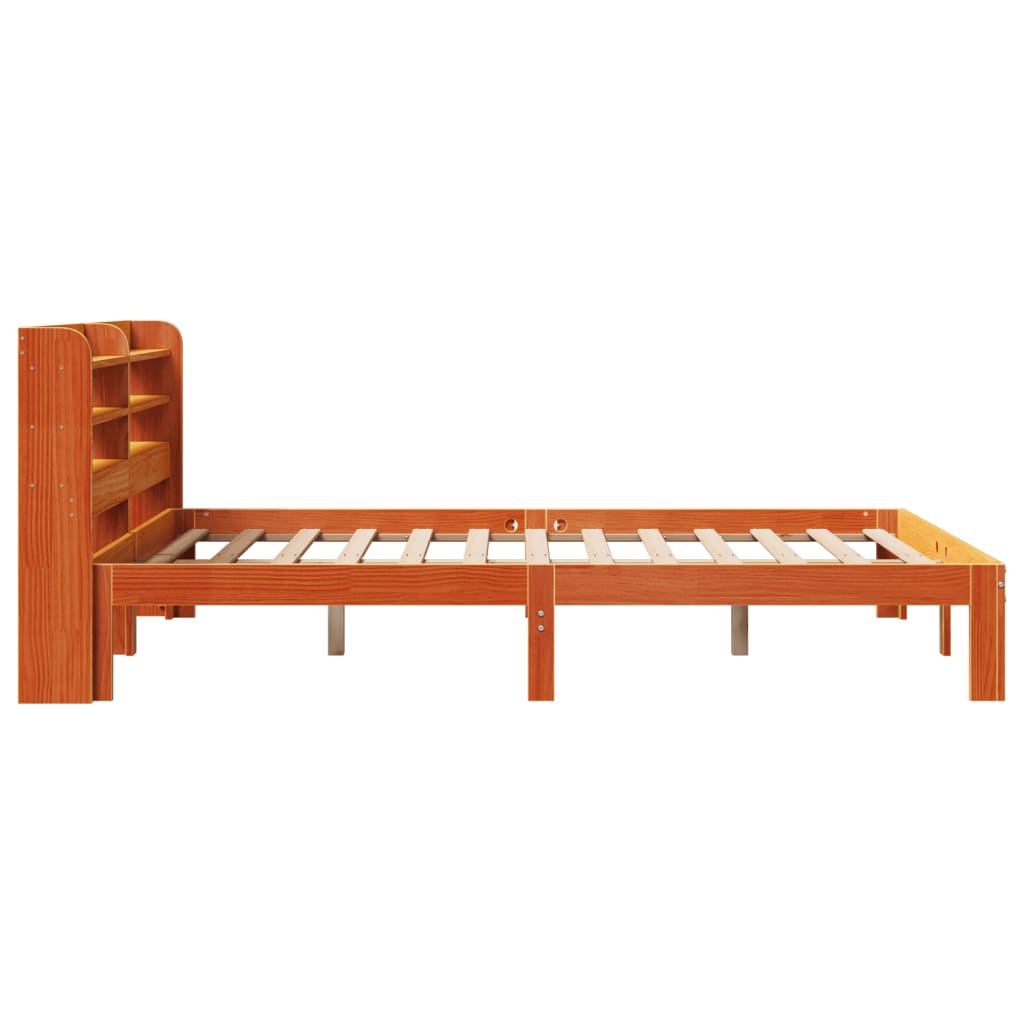 Cadre De Lit Sans Matelas Cire Marron 135X190Cm Bois Pin Massif