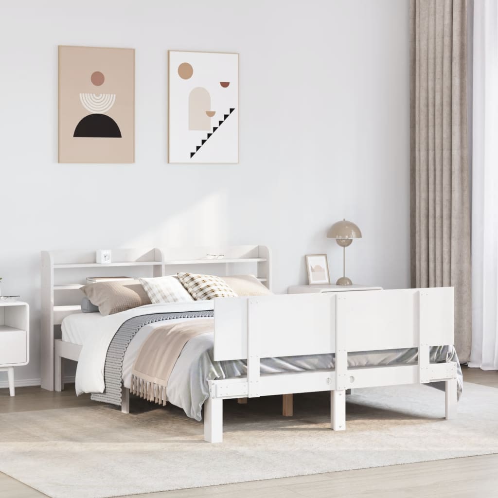Cadre De Lit Avec Étagère 2 Pc Bois De Pin Massif