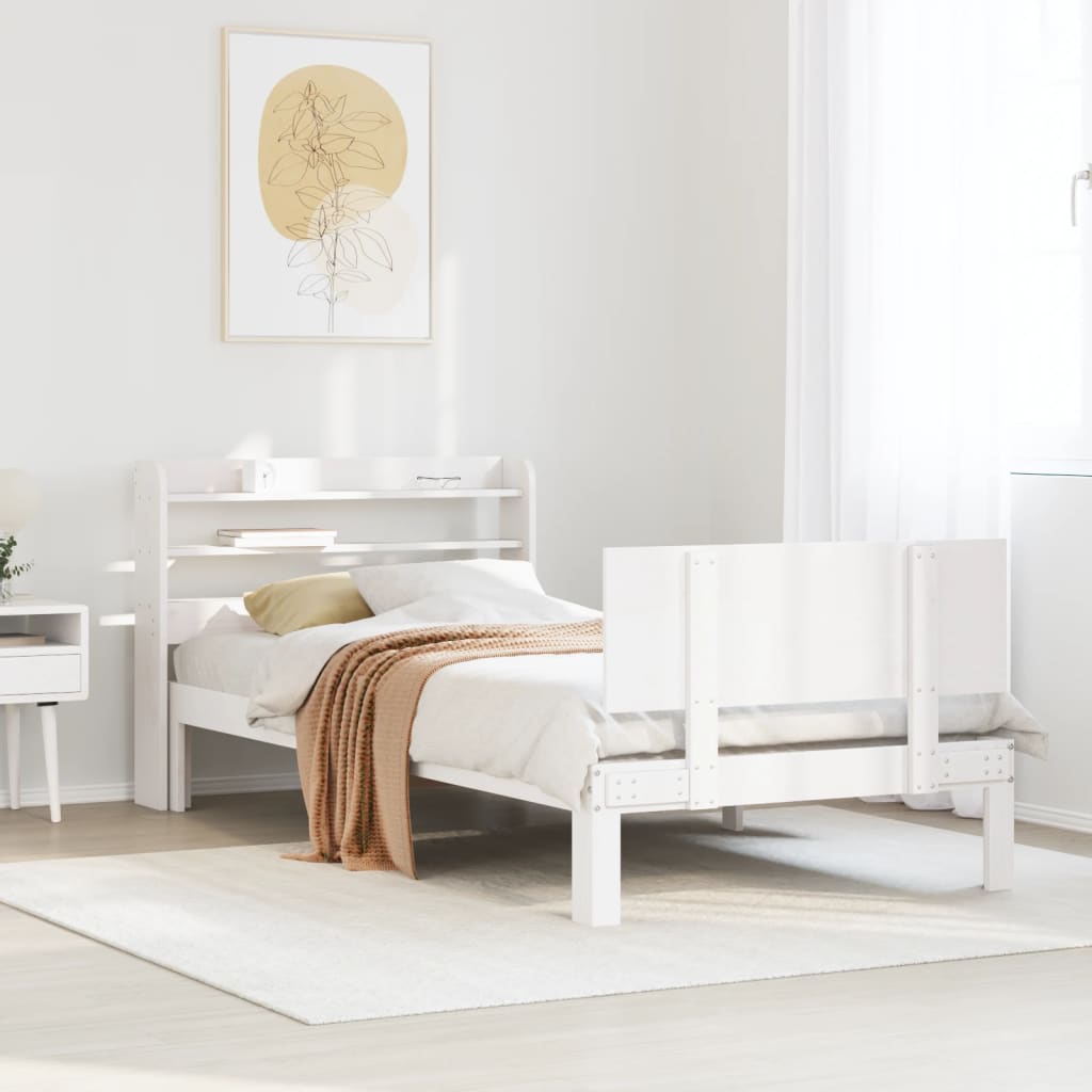 Cadre De Lit Avec Étagère 2 Pc Bois De Pin Massif