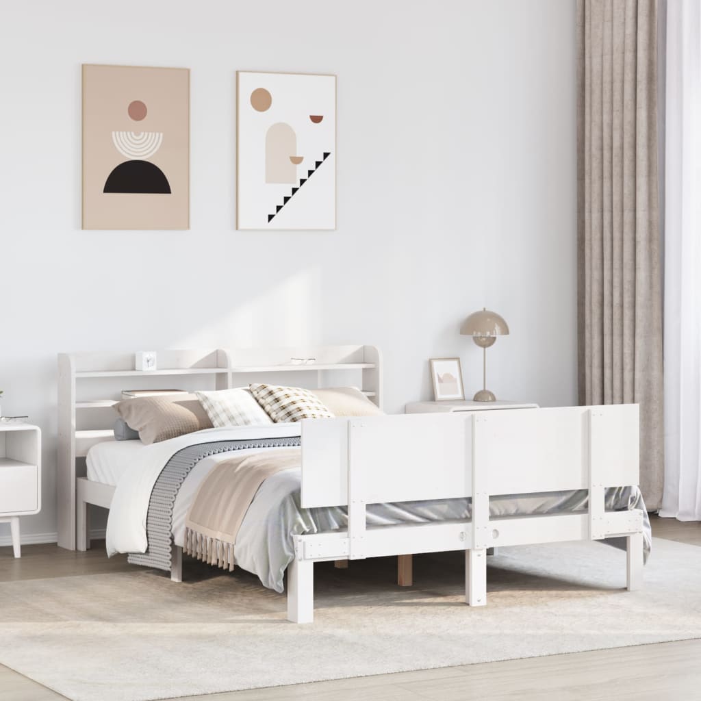 Cadre De Lit Avec Étagère 2 Pc Bois De Pin Massif