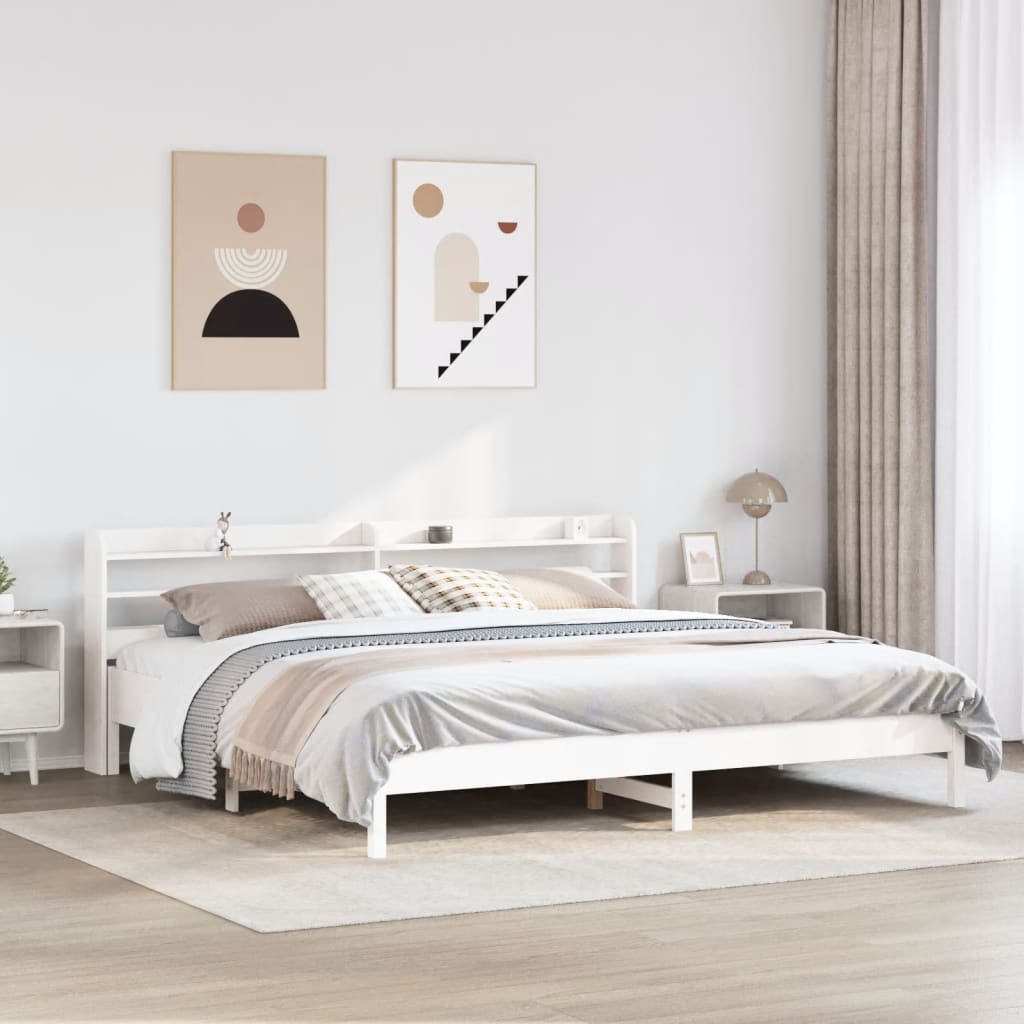 Cadre De Lit Sans Matelas Cire Marron 135X190Cm Bois Pin Massif