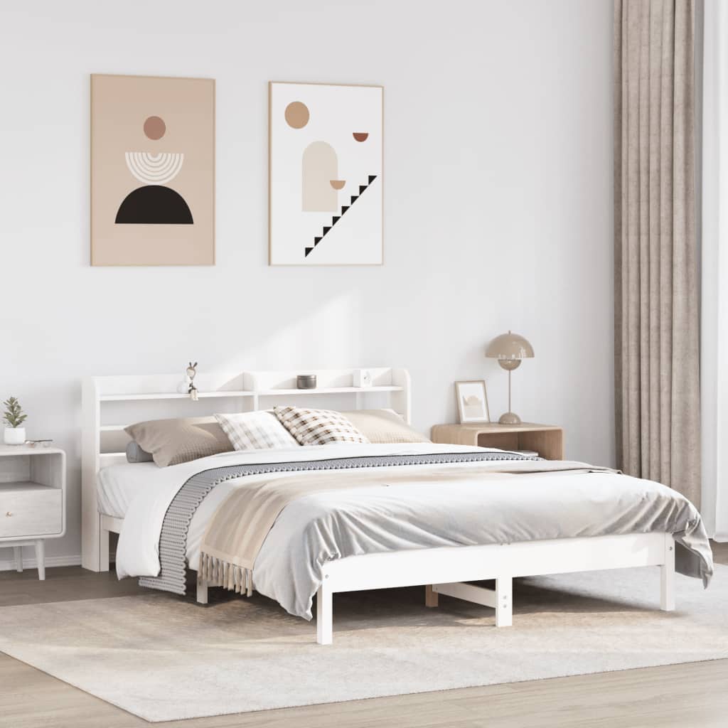 Cadre De Lit Sans Matelas Cire Marron 135X190Cm Bois Pin Massif
