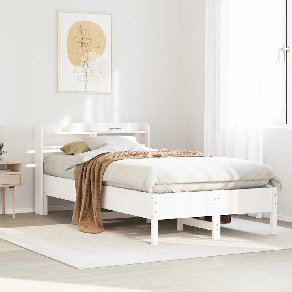 Cadre De Lit Sans Matelas Cire Marron 135X190Cm Bois Pin Massif