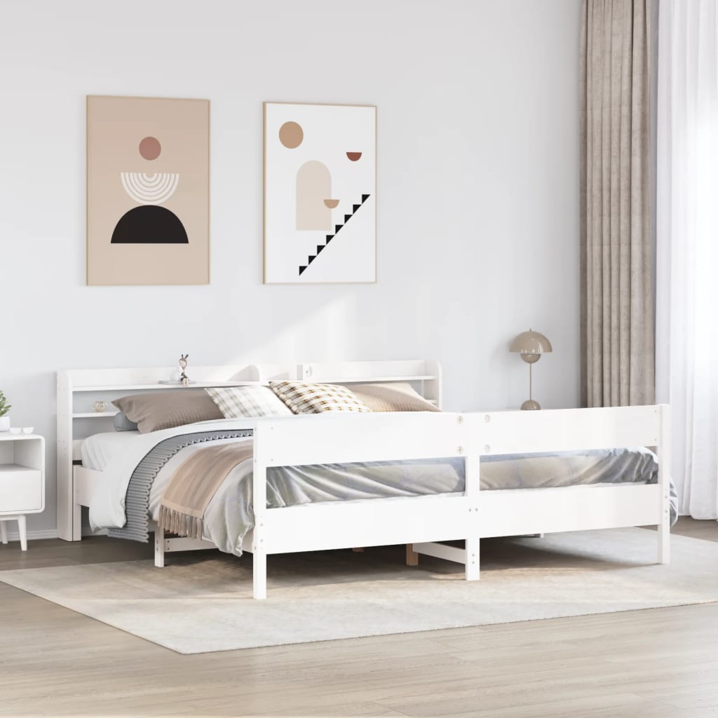 Cadre De Lit Sans Matelas Cire Marron 135X190Cm Bois Pin Massif