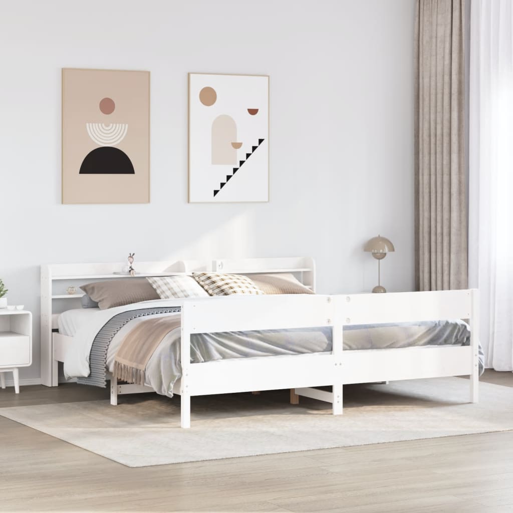 Cadre De Lit Sans Matelas Cire Marron 135X190Cm Bois Pin Massif