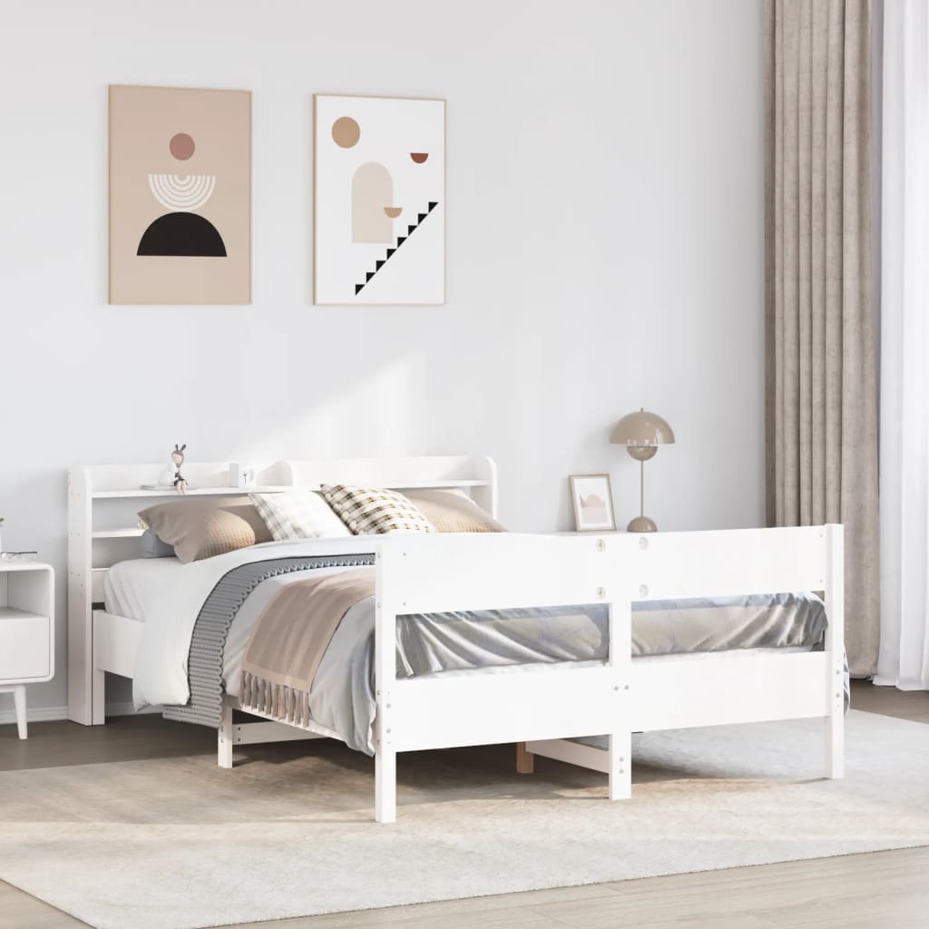 Cadre De Lit Sans Matelas Cire Marron 135X190Cm Bois Pin Massif