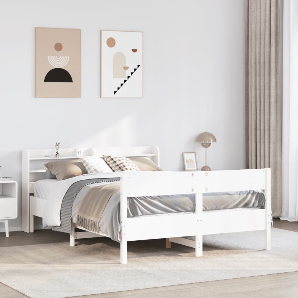 Cadre De Lit Sans Matelas Cire Marron 135X190Cm Bois Pin Massif
