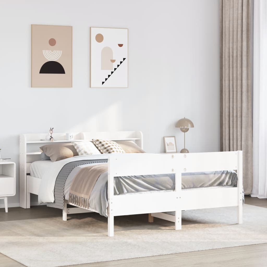 Cadre De Lit Sans Matelas Cire Marron 135X190Cm Bois Pin Massif