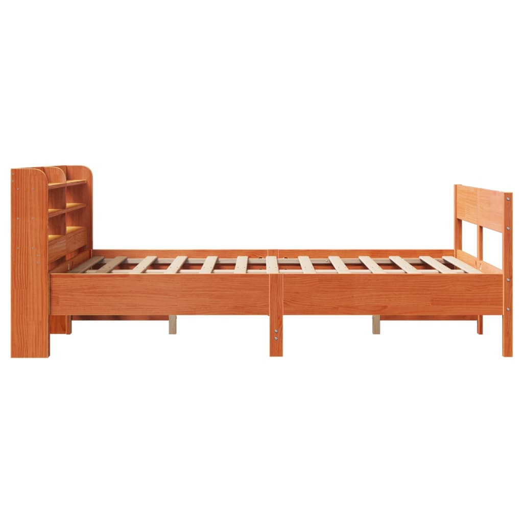 Cadre De Lit Sans Matelas Cire Marron 135X190Cm Bois Pin Massif