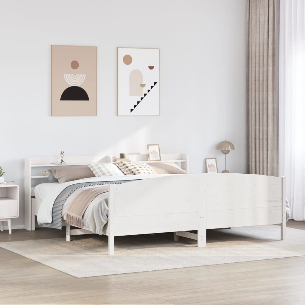 Cadre De Lit Sans Matelas Cire Marron 135X190Cm Bois Pin Massif