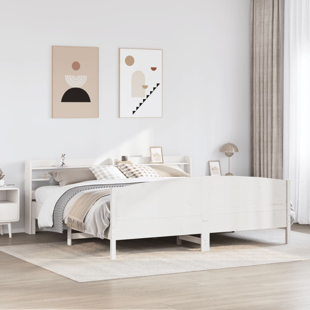 Cadre De Lit Sans Matelas Cire Marron 135X190Cm Bois Pin Massif