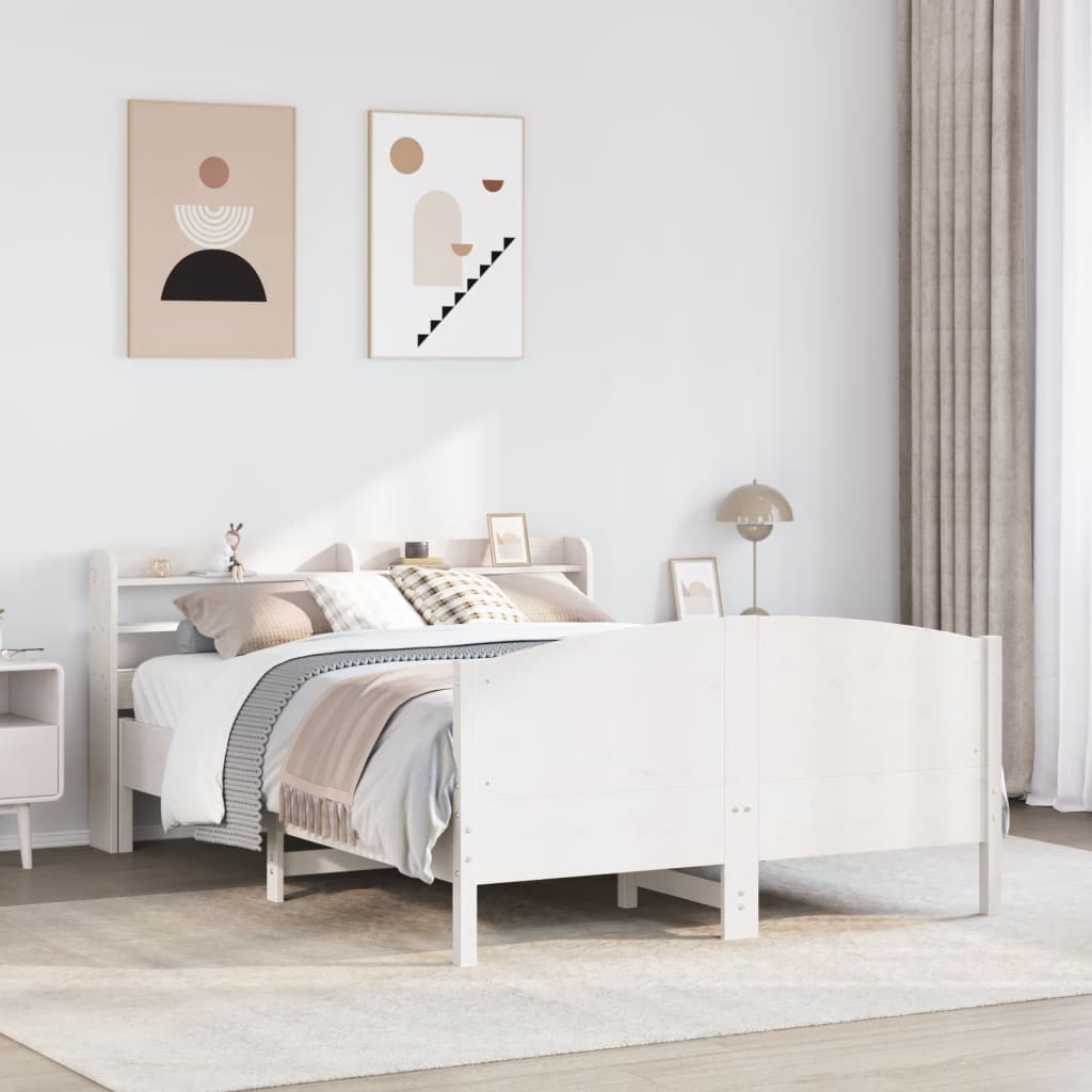 Cadre De Lit Sans Matelas Cire Marron 135X190Cm Bois Pin Massif