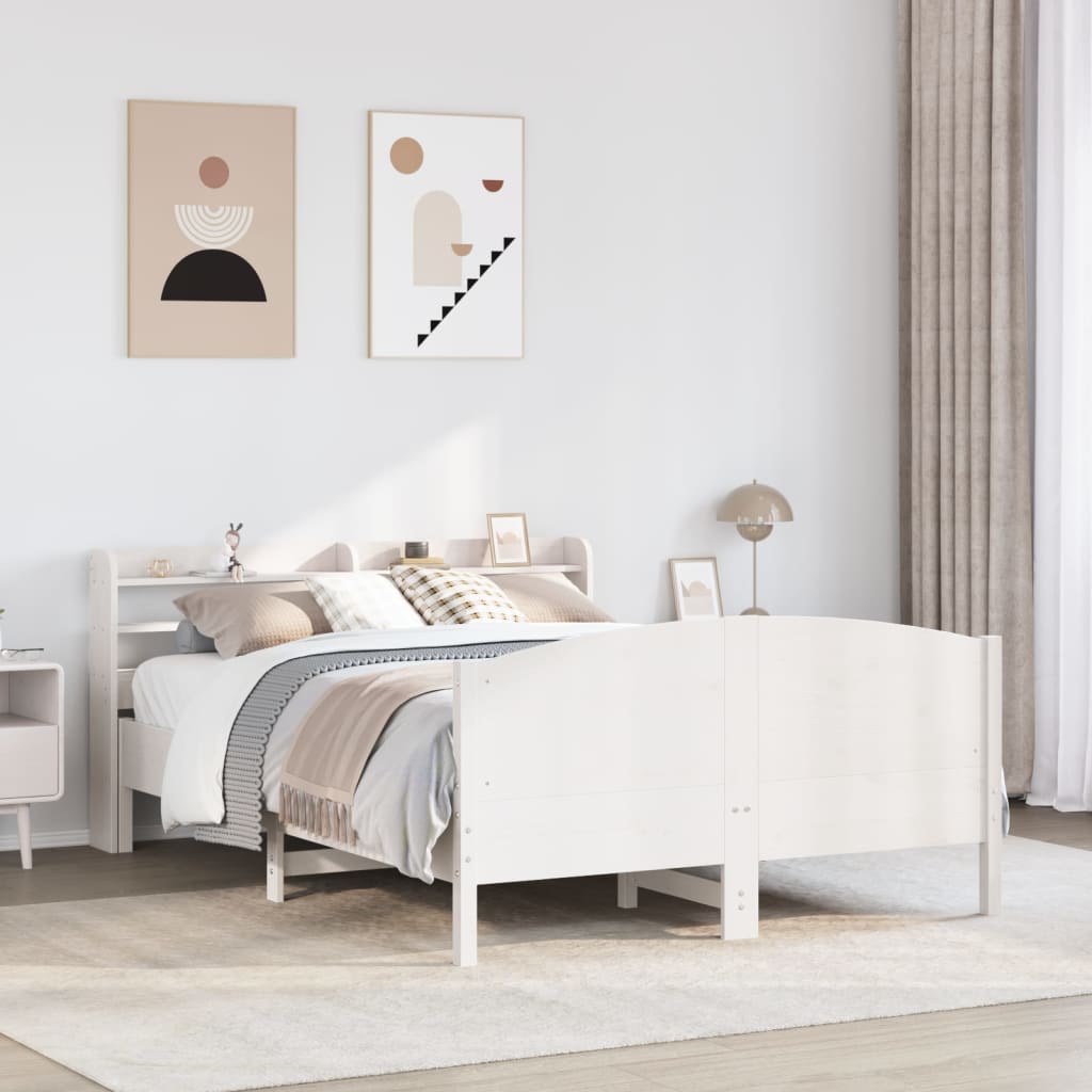 Cadre De Lit Sans Matelas Cire Marron 135X190Cm Bois Pin Massif