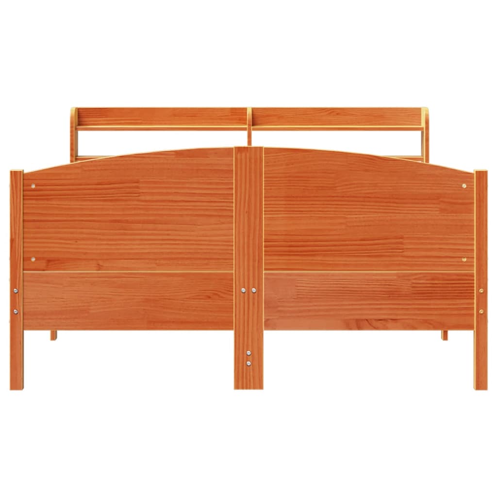 Cadre De Lit Sans Matelas Cire Marron 135X190Cm Bois Pin Massif