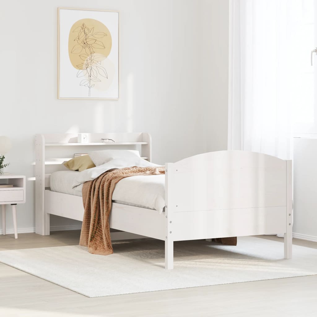 Cadre De Lit Sans Matelas Cire Marron 135X190Cm Bois Pin Massif
