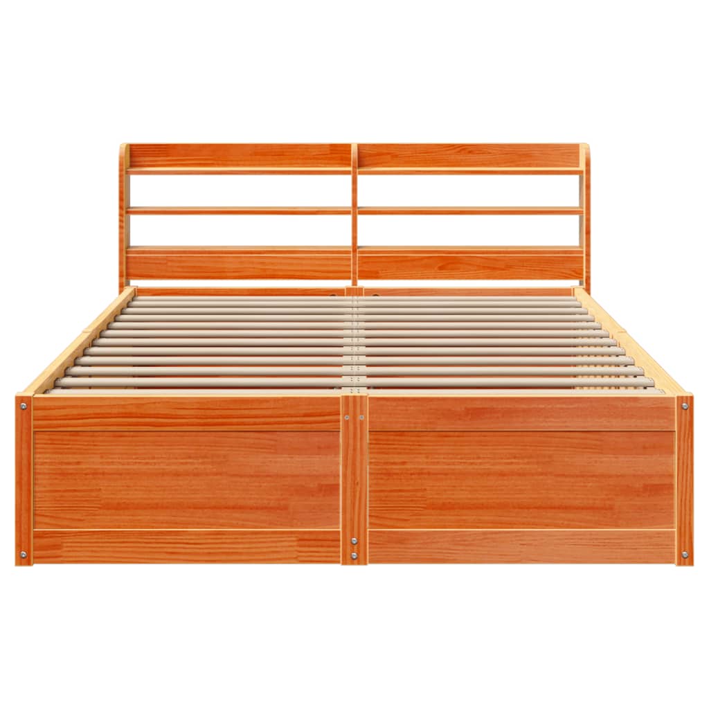 Cadre De Lit Et Tête De Lit Cire Marron Bois De Pin