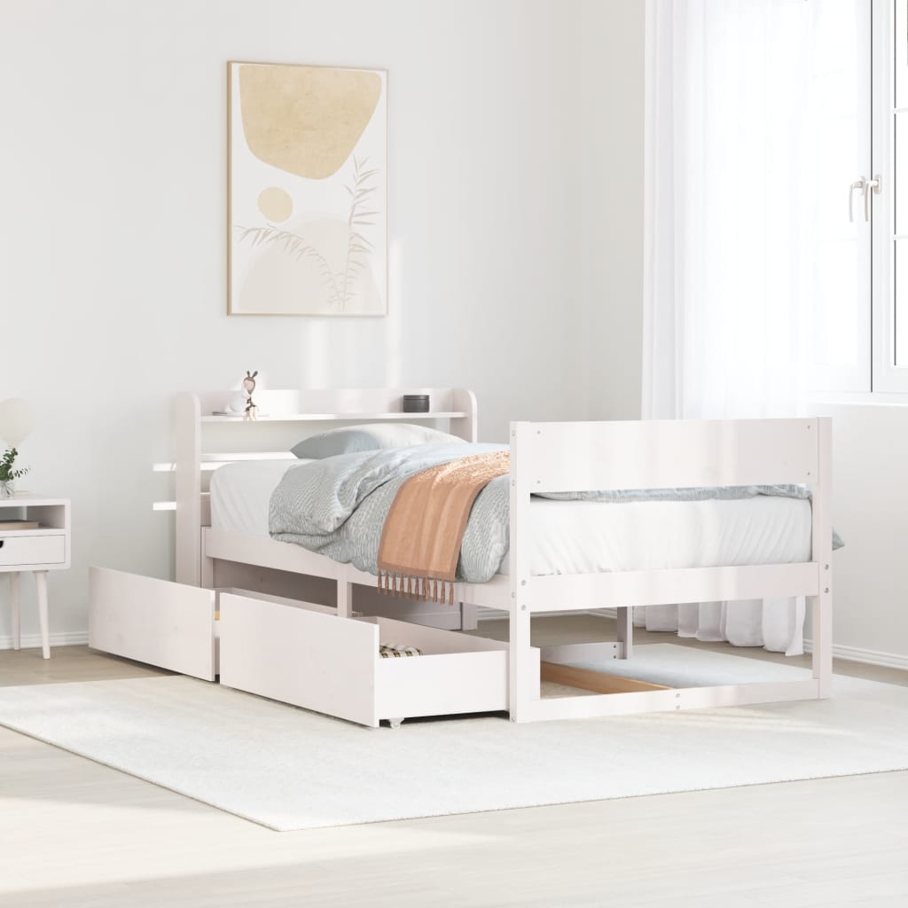 Cadre De Lit Sans Matelas Cire Marron 135X190Cm Bois Pin Massif