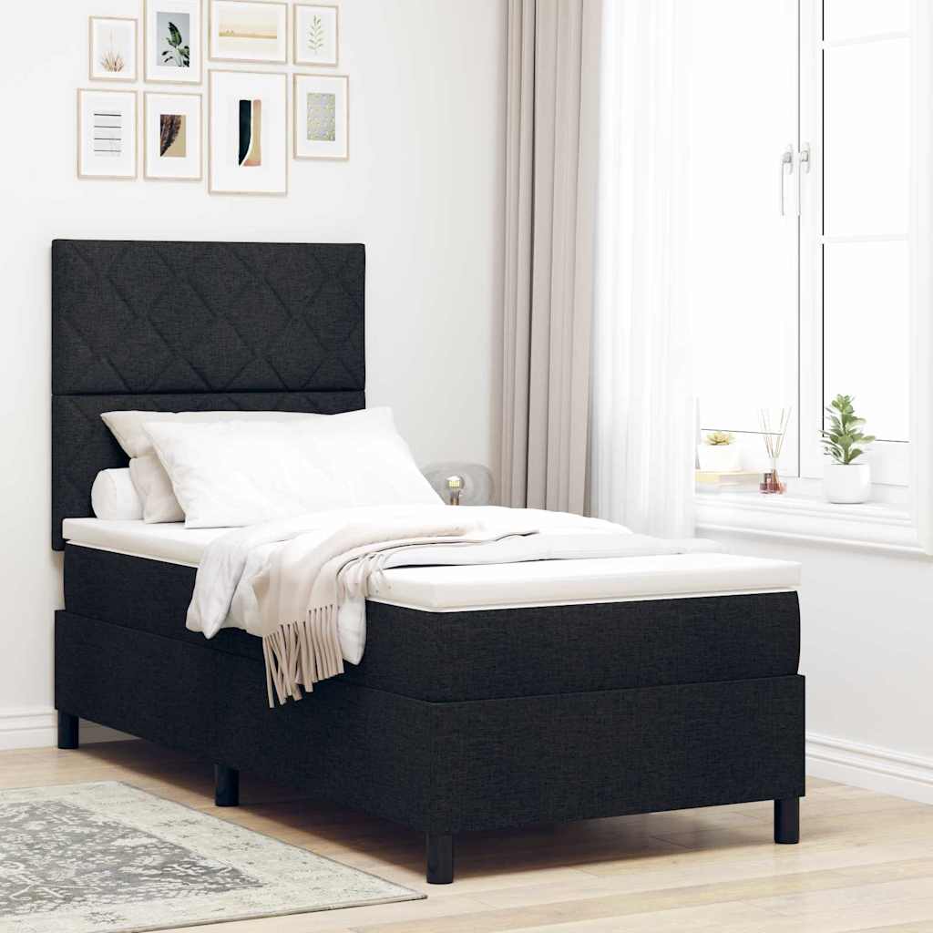 Lit À Ressorts Avec Tête De Lit Tissu
