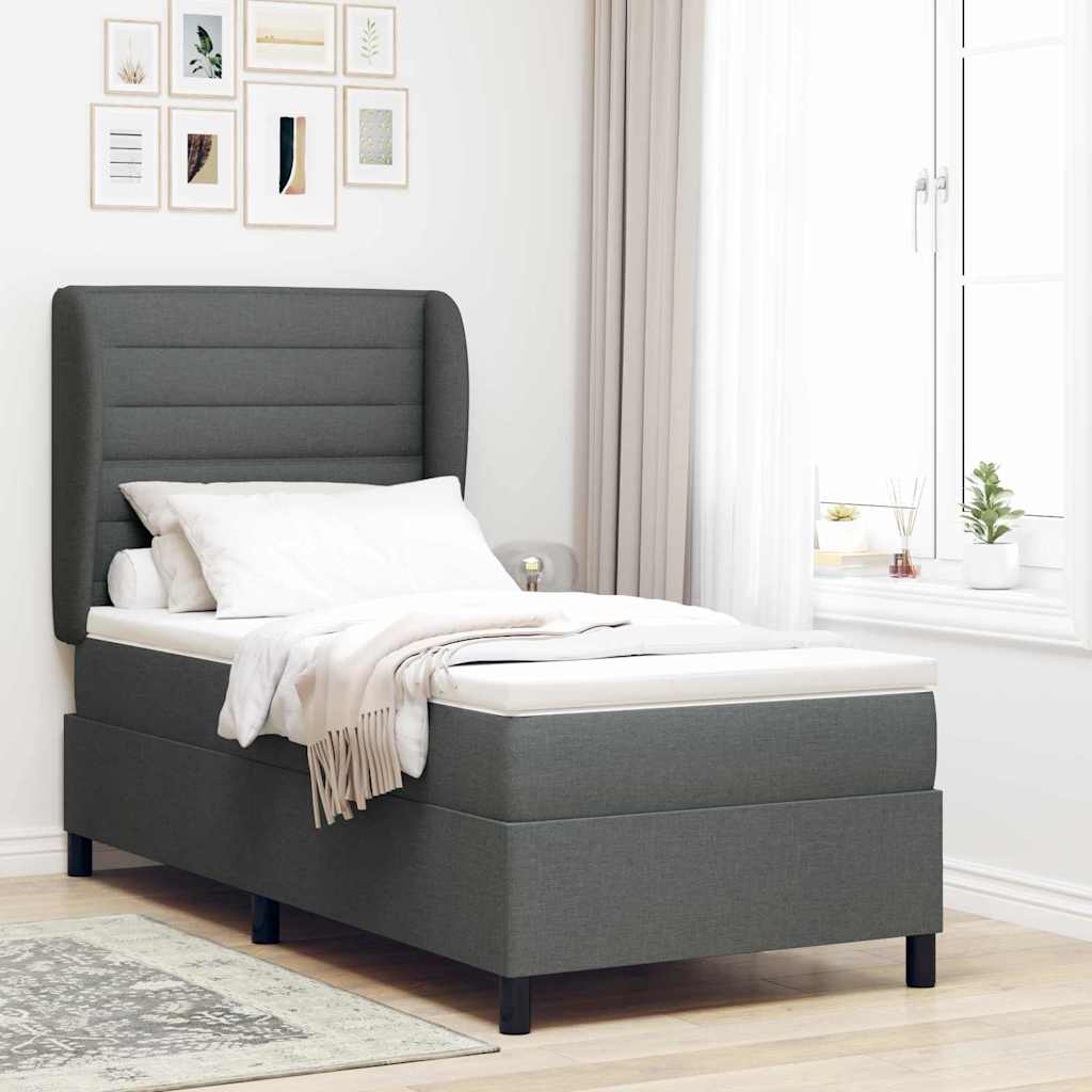 Lit À Ressorts Avec Tête De Lit Tissu