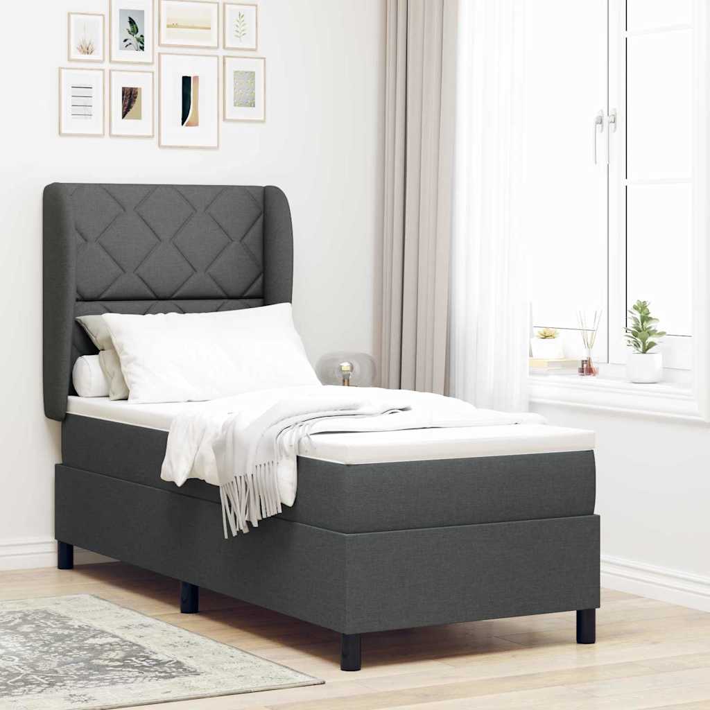 Lit À Ressorts Avec Tête De Lit Tissu