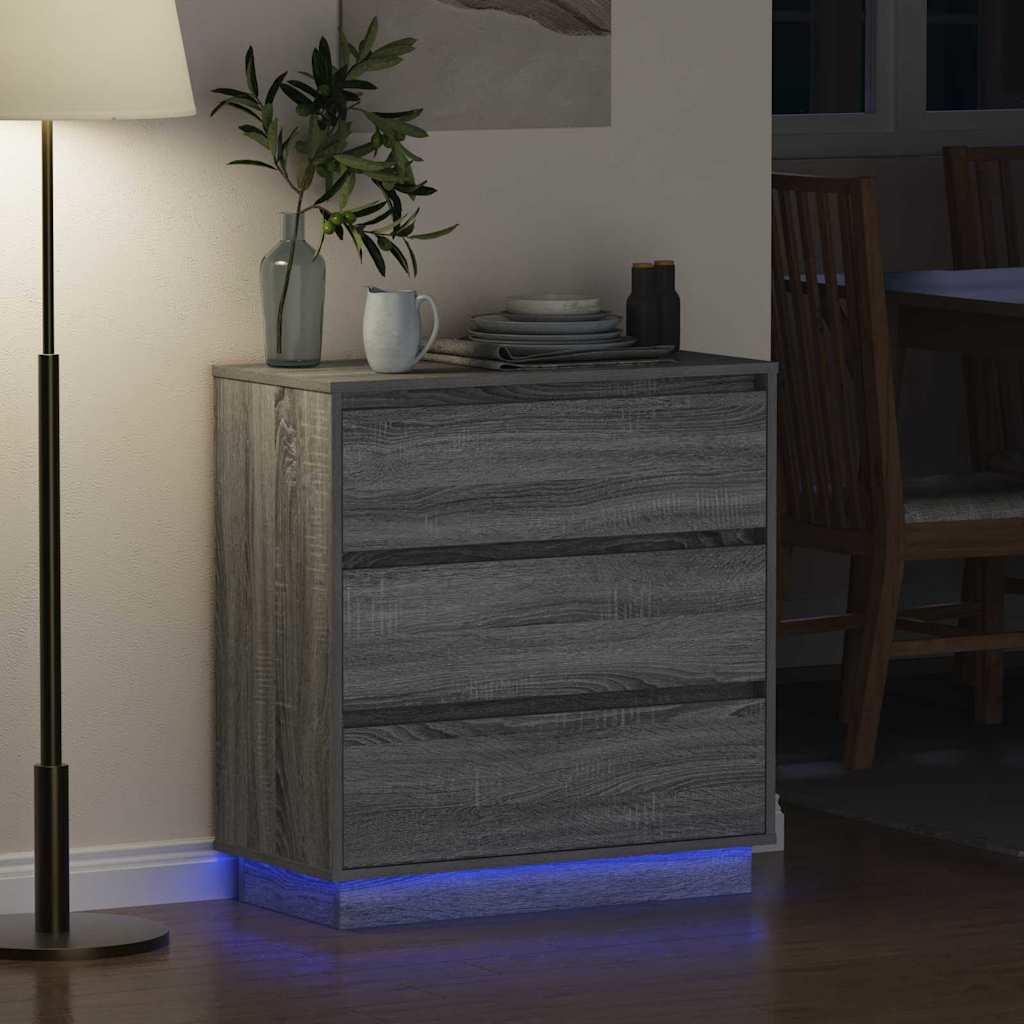 Cabinet De Chevet Gris 71 X 34,5 X 75 Cm Bois D'ingénierie