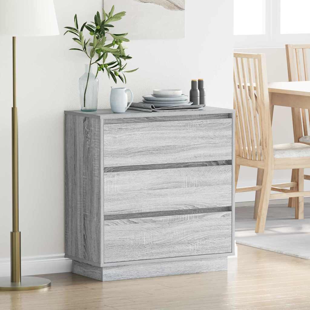 Cabinet De Chevet Gris 71 X 34,5 X 75 Cm Bois D'ingénierie