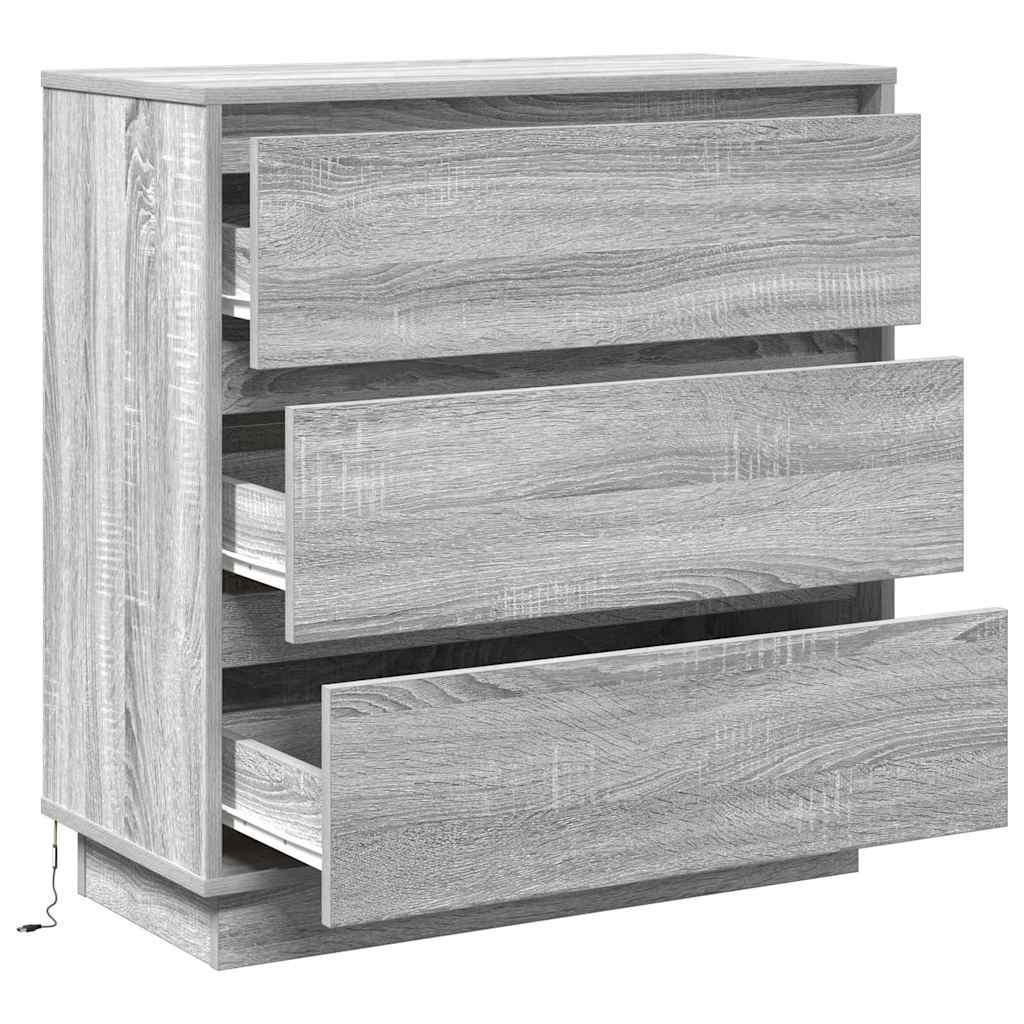 Cabinet De Chevet Gris 71 X 34,5 X 75 Cm Bois D'ingénierie