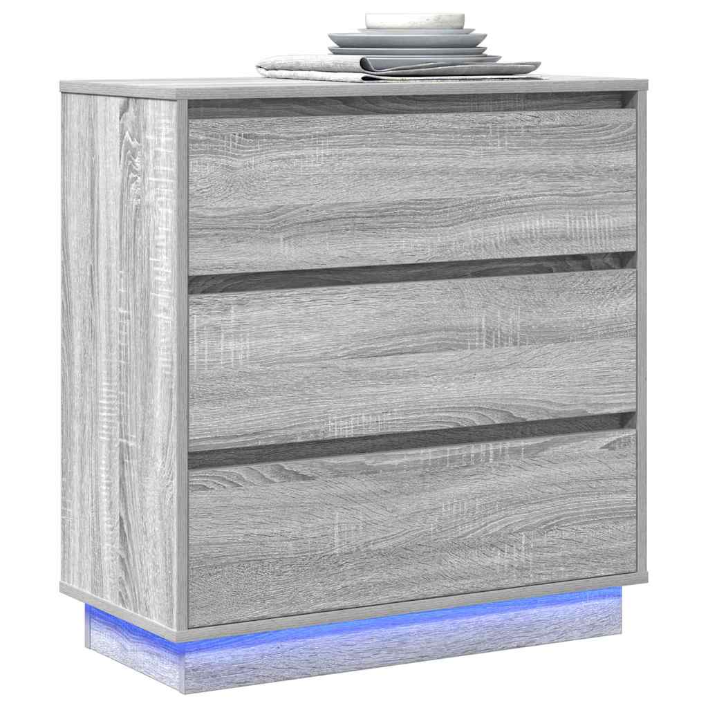 Cabinet De Chevet Gris 71 X 34,5 X 75 Cm Bois D'ingénierie