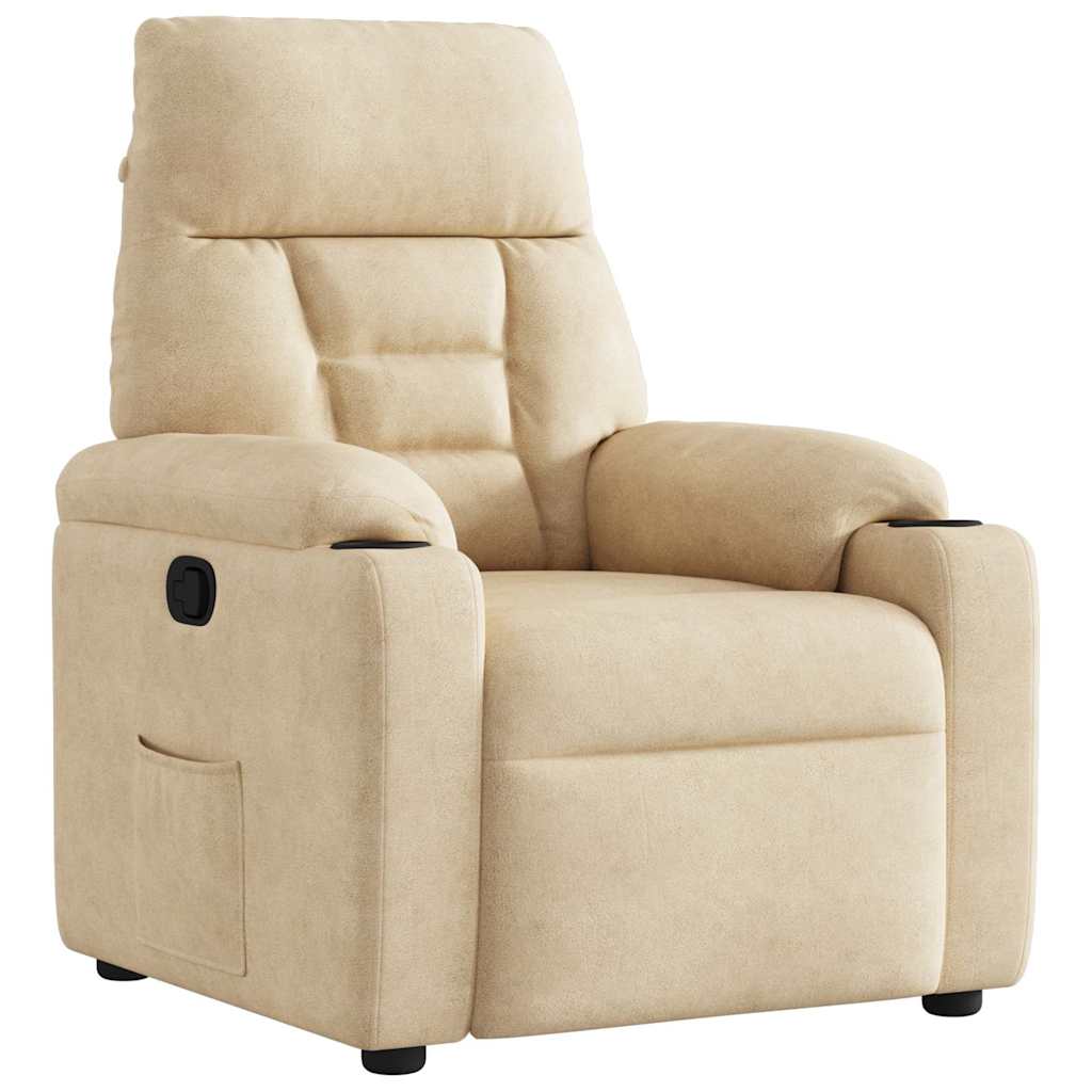 Fauteuil Inclinable De Massage Tissu Microfibre Crème