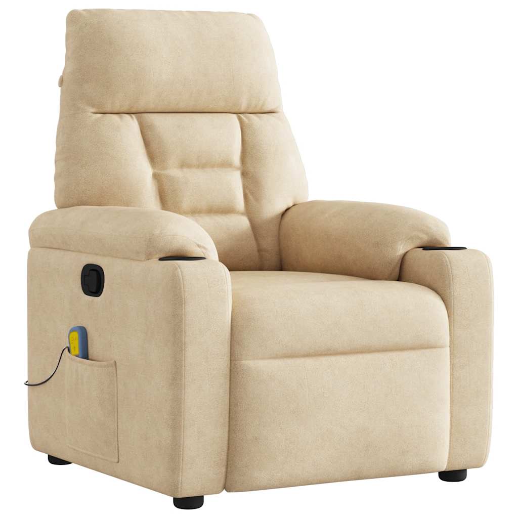 Fauteuil Inclinable De Massage Tissu Microfibre Crème