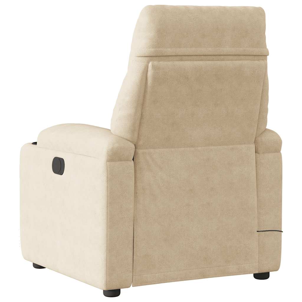 Fauteuil Inclinable De Massage Tissu Microfibre Crème
