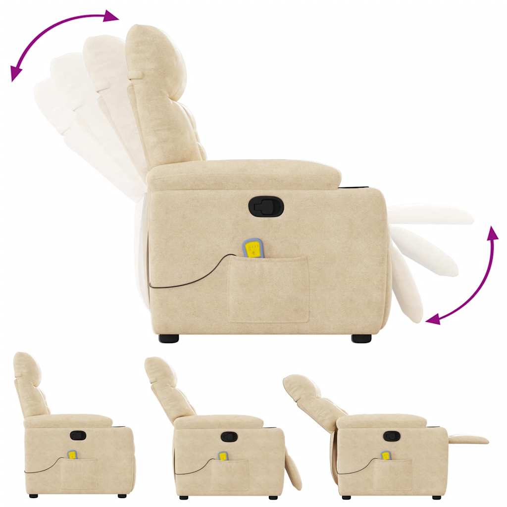 Fauteuil Inclinable De Massage Tissu Microfibre Crème