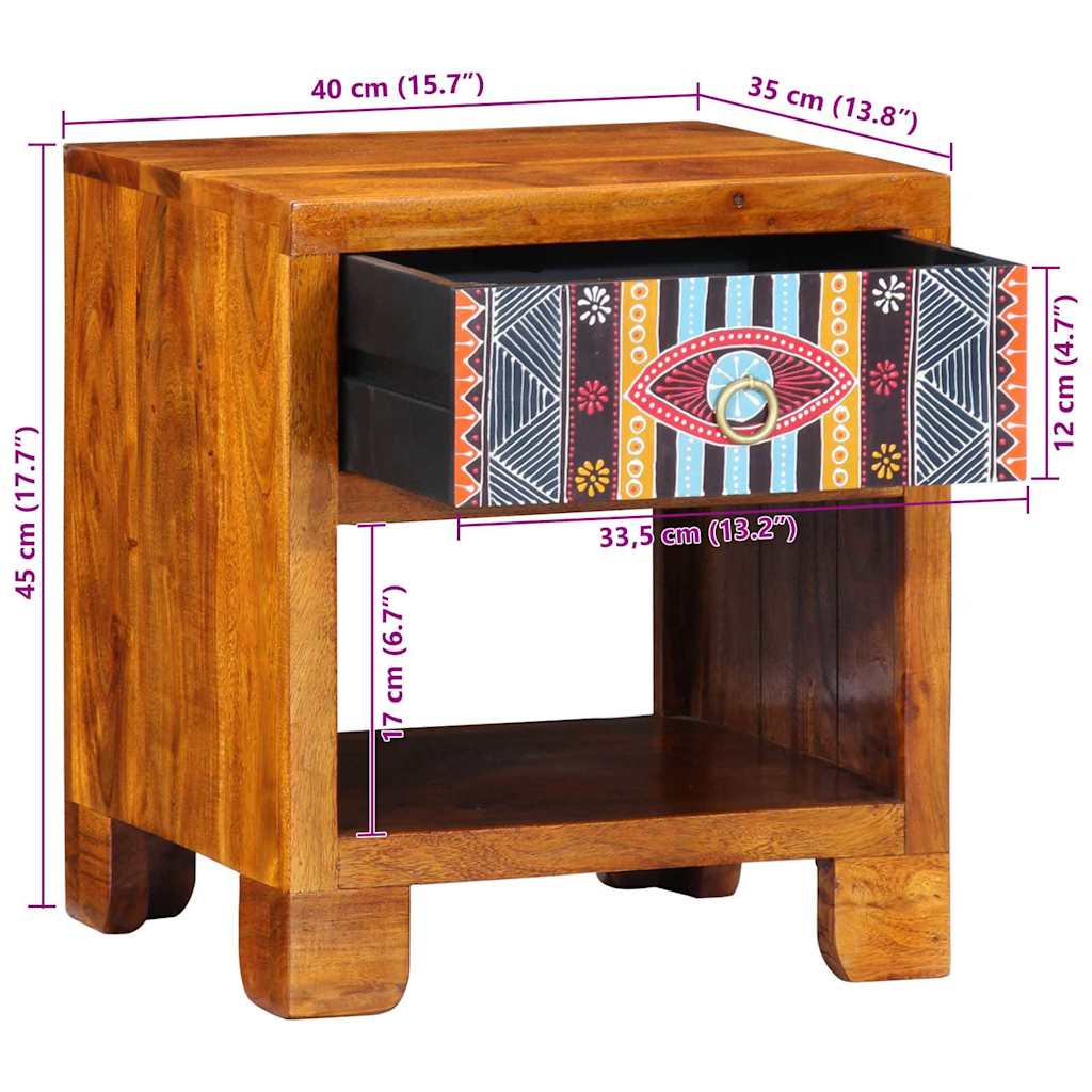 Buffet Multicolore 40 X 35 X 45 Cm Bois D'acacia Massif