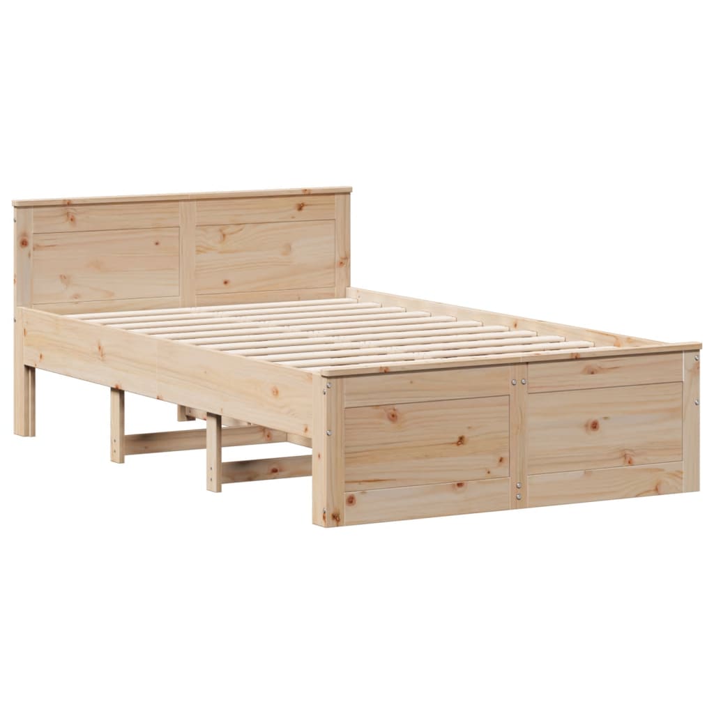 Lit Bibliothèque Sans Matelas 135X190 Cm Bois De Pin Massif