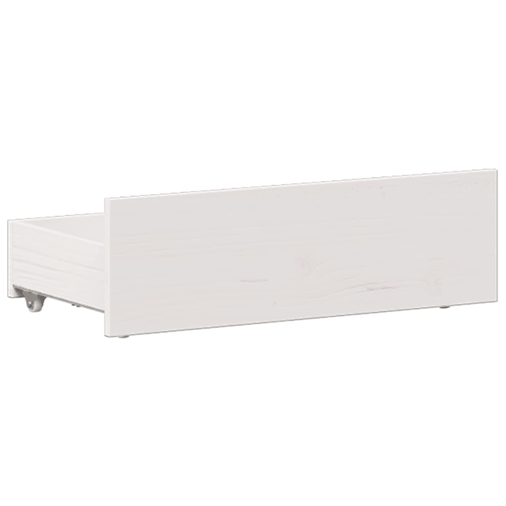 Lit Bibliothèque Sans Matelas Blanc 90X190Cm Bois De Pin Massif