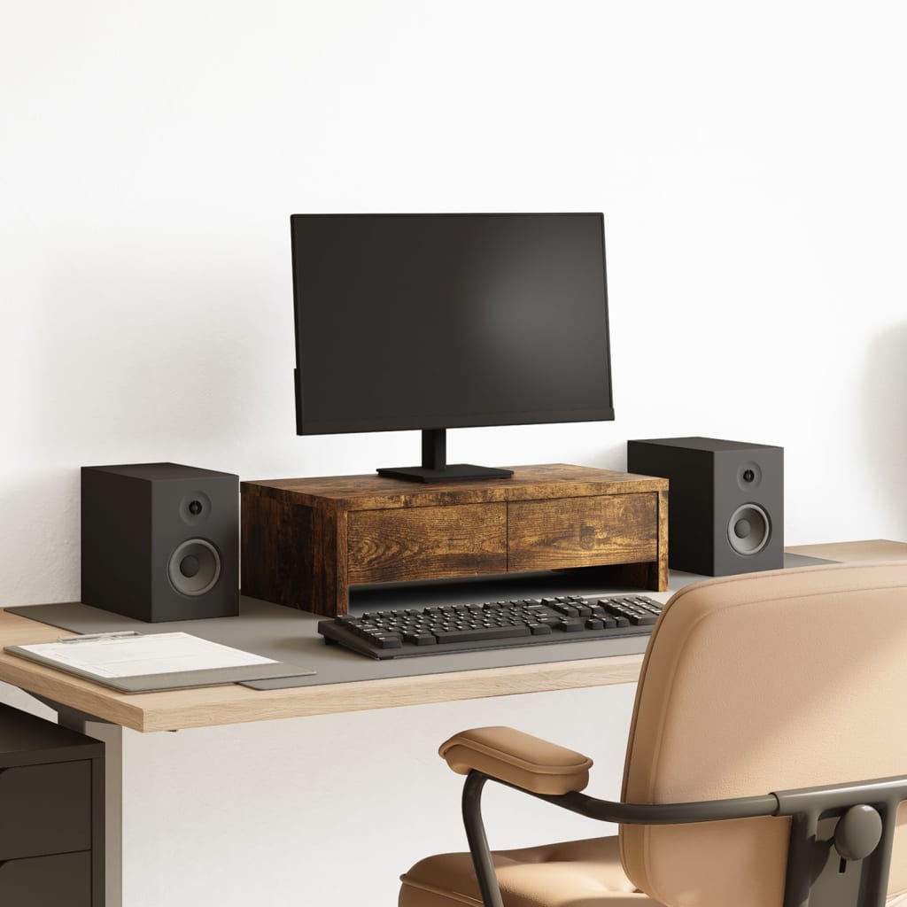 Support De Moniteur Avec Tiroirs Bois D'ingénierie