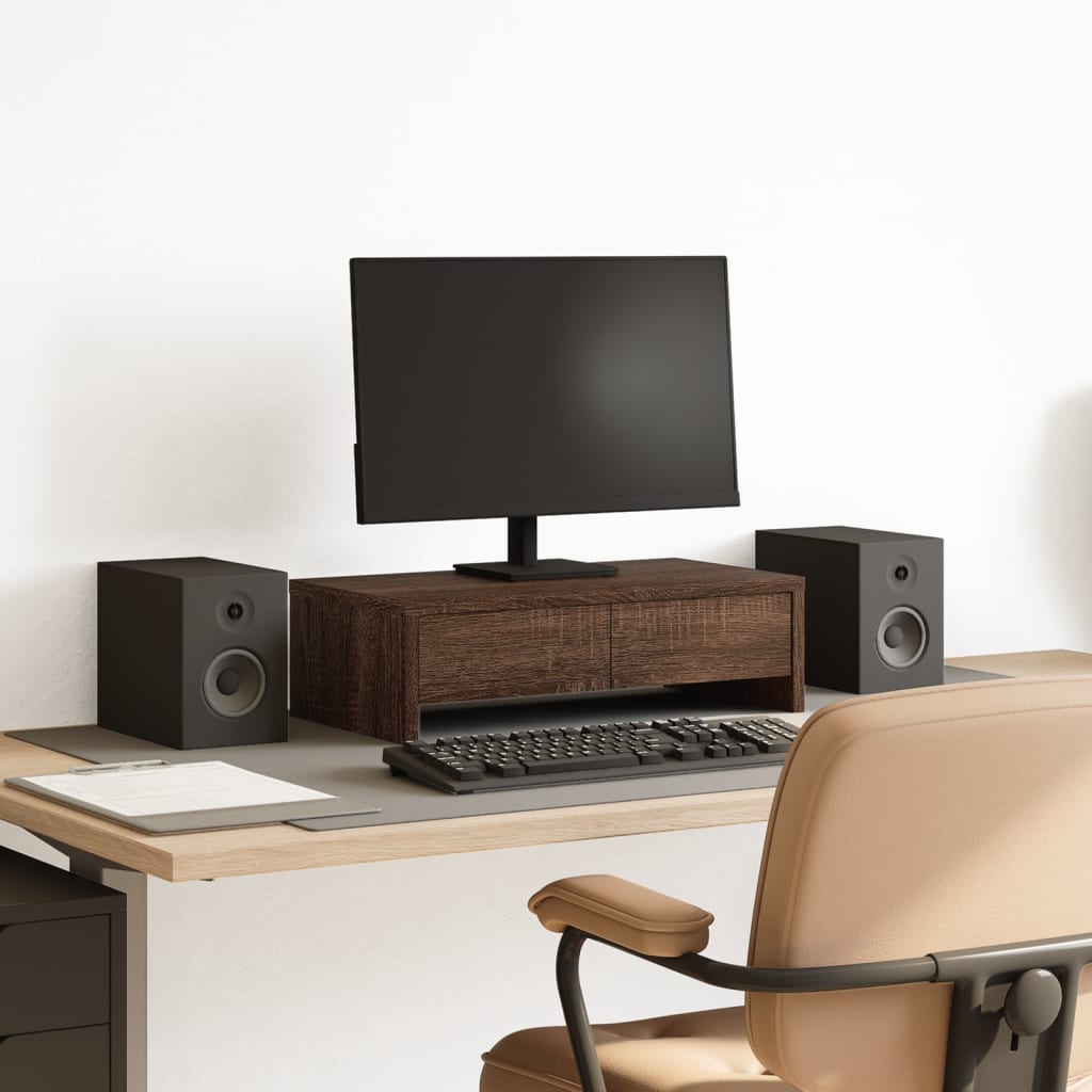 Support De Moniteur Avec Tiroirs Bois D'ingénierie