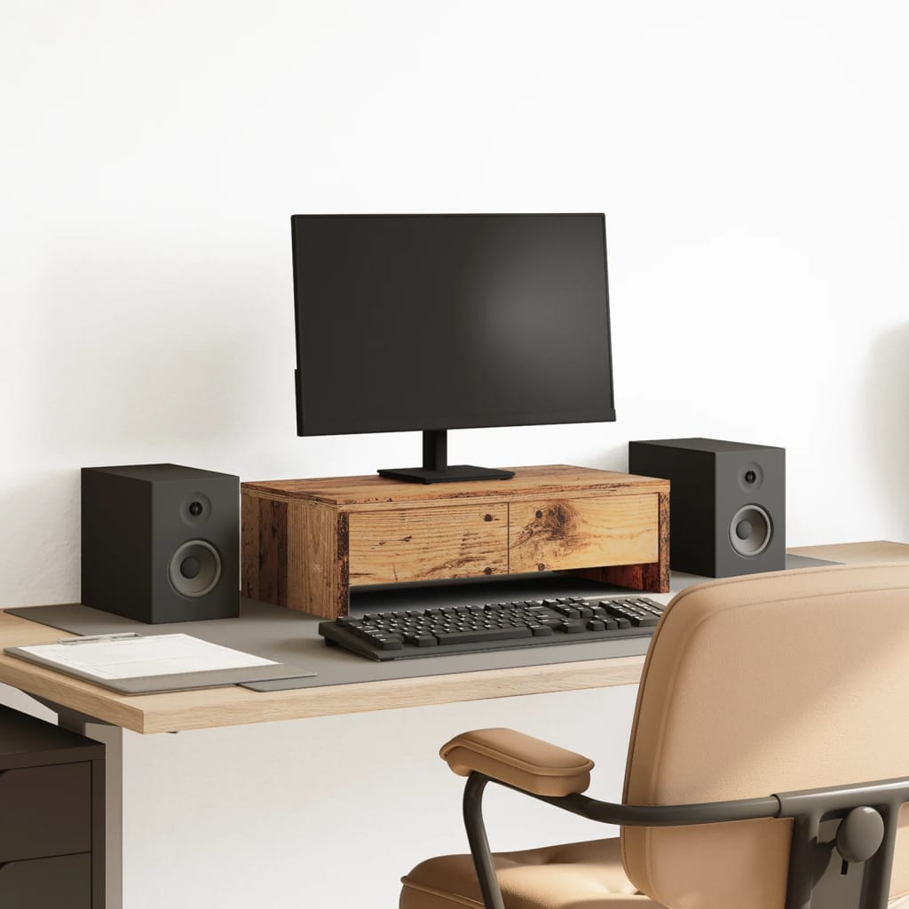 Support De Moniteur Avec Tiroirs Bois D'ingénierie