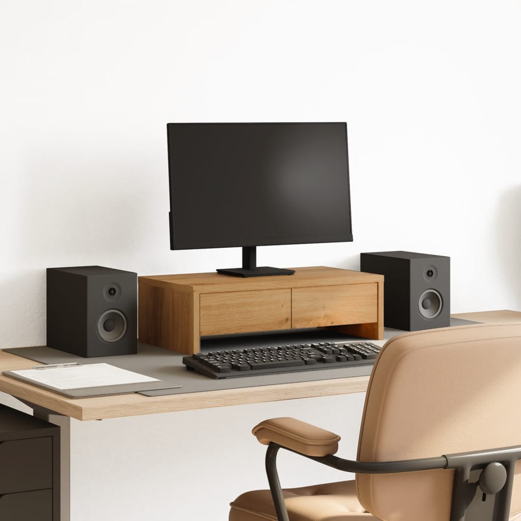 Support De Moniteur Avec Tiroirs Bois D'ingénierie