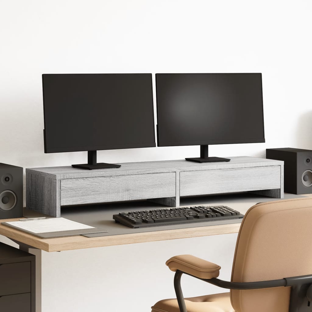 Support De Moniteur Avec Tiroirs Bois D'ingénierie