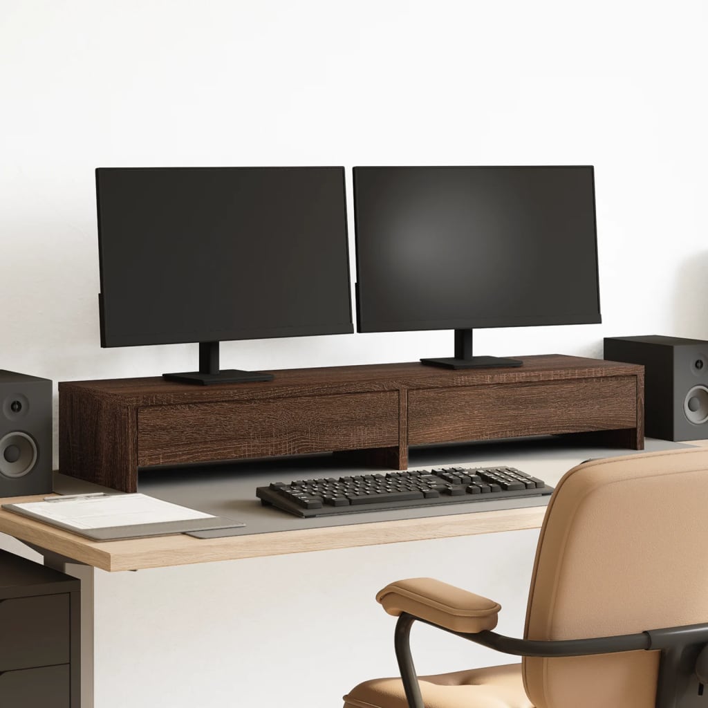 Support De Moniteur Avec Tiroirs Bois D'ingénierie