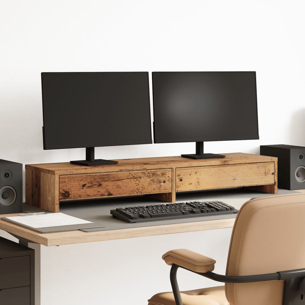 Support De Moniteur Avec Tiroirs Bois D'ingénierie