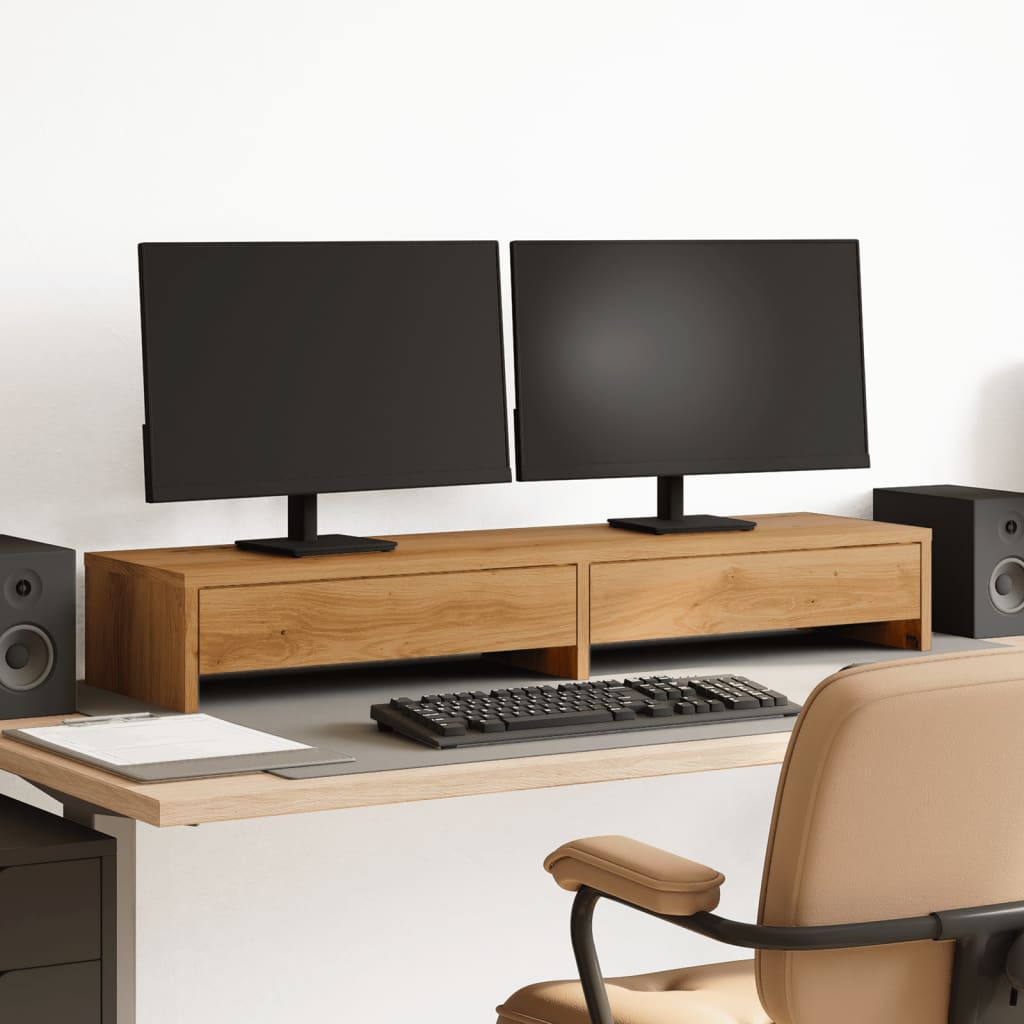 Support De Moniteur Avec Tiroirs Bois D'ingénierie